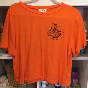 Neon Orange Cropped Skeleton Tee